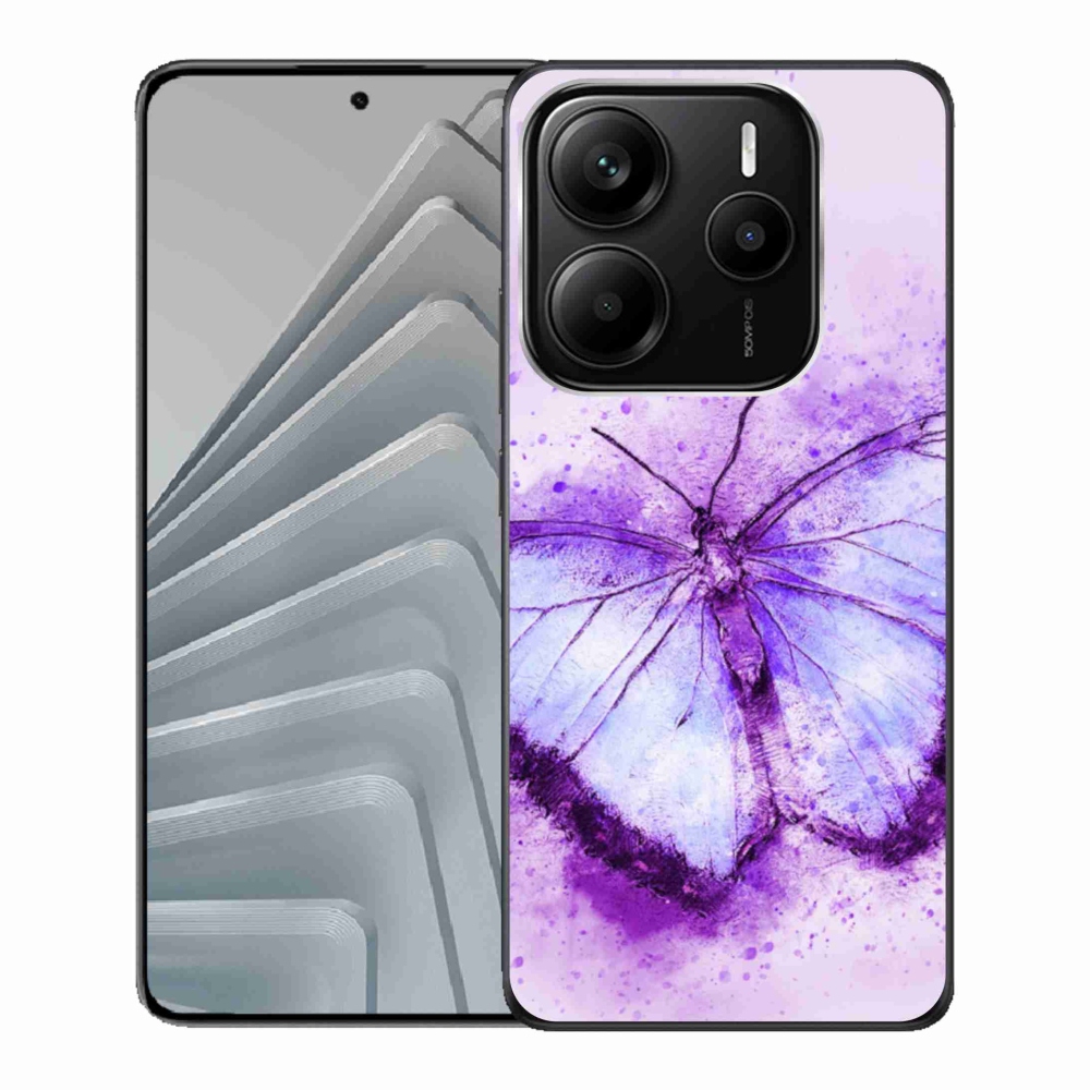 Gelový kryt mmCase na Xiaomi Redmi Note 14 5G - fialový motýl