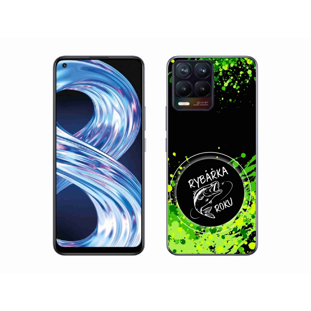 Gelový kryt mmCase na Realme 8 4G - rybářka roku černé pozadí