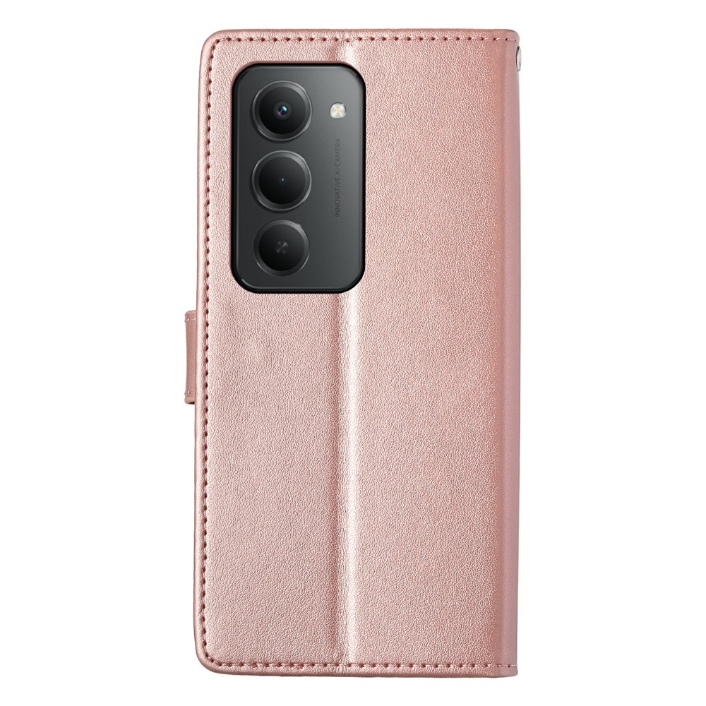 Flowery knížkové pouzdro na Xiaomi Redmi 15 5G (169mm) - růžovozlaté
