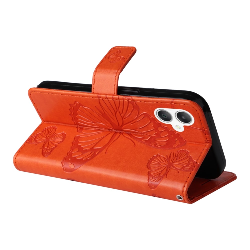 Big Butterfly knížkové pouzdro na Samsung Galaxy A06 4G - oranžové