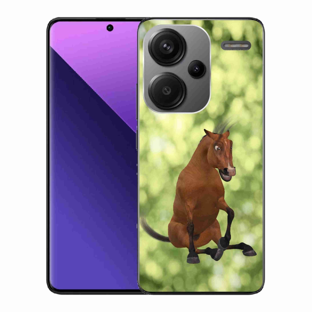 Gelový kryt mmCase na Xiaomi Redmi Note 13 Pro+ 5G - hnědý kreslený kůň 1