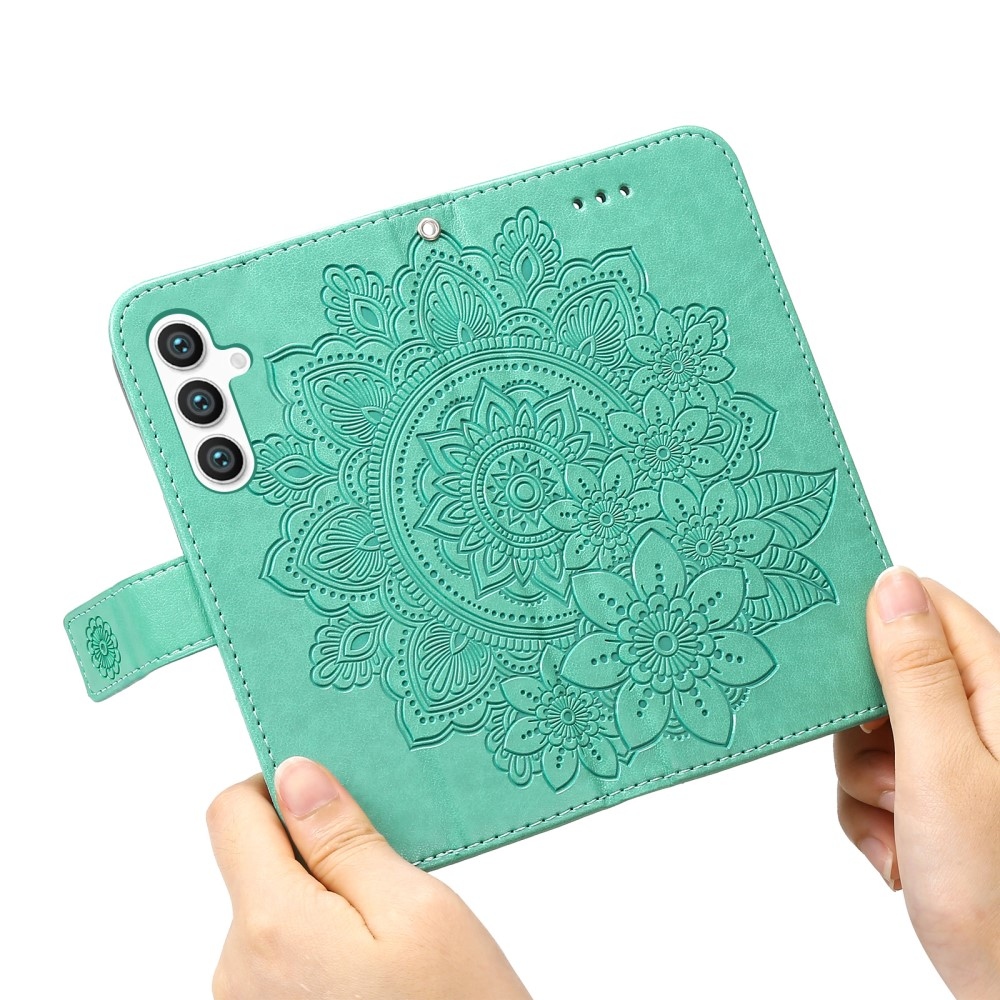 Floral knížkové pouzdro na Samsung Galaxy S25+ - modrozelené