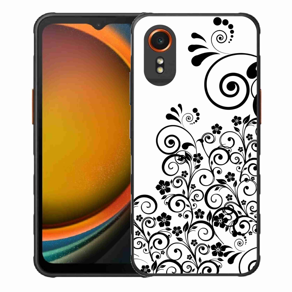 Gelový kryt mmCase na Samsung Galaxy Xcover 7 - černobílé květinové vzory