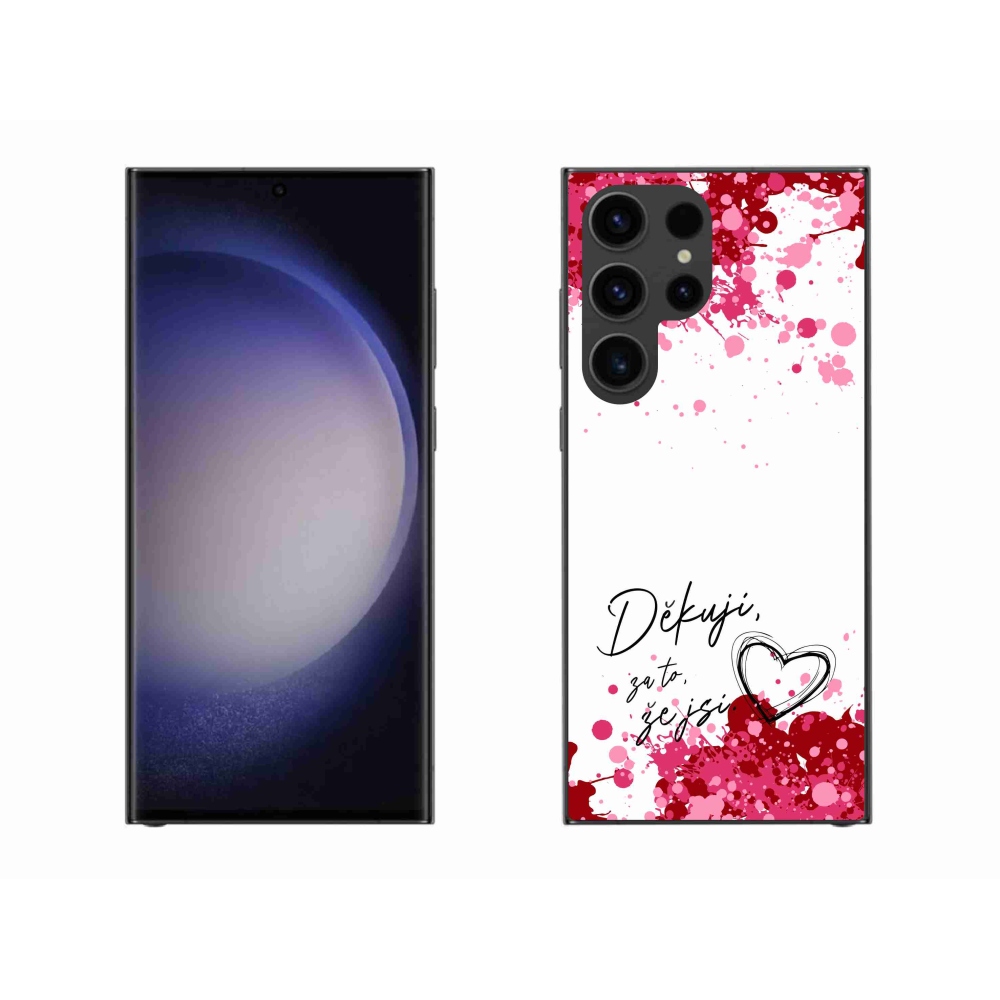 Gelový kryt mmCase na Samsung Galaxy S23 Ultra 5G - zamilovaný text 2 bílé pozadí