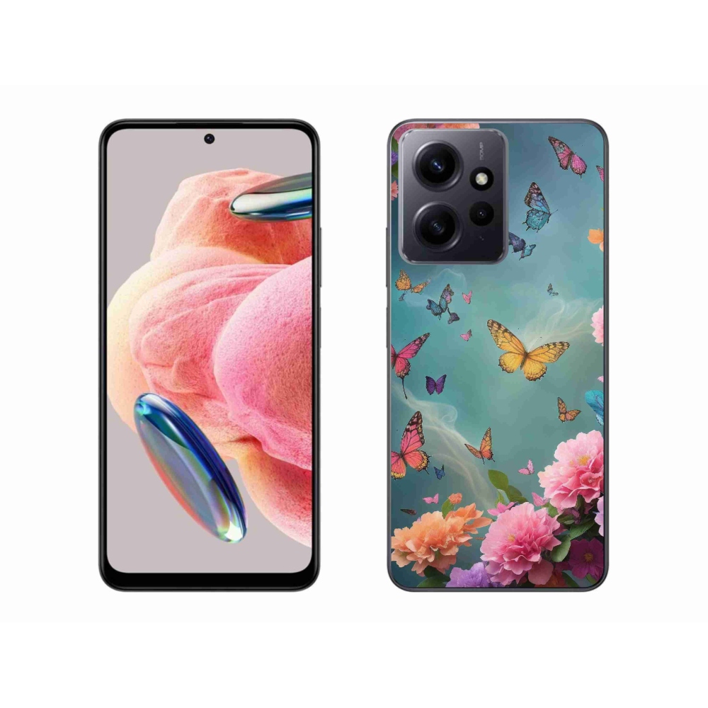 Gelový kryt mmCase na Xiaomi Redmi Note 12 4G - barevné květy a motýli
