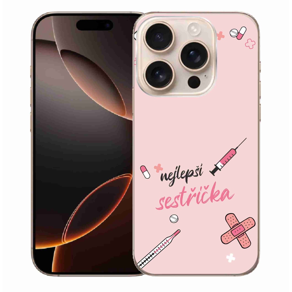 Gelový kryt mmCase na iPhone 16 Pro Max - nejlepší sestřička růžové pozadí