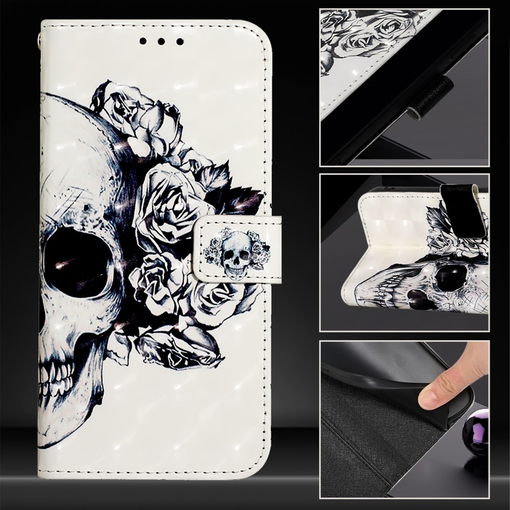 Patte knížkové pouzdro na Samsung Galaxy M55 5G - lebka a růže