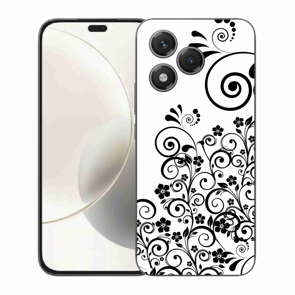 Gelový kryt mmCase na Honor 400 Lite - černobílé květinové vzory