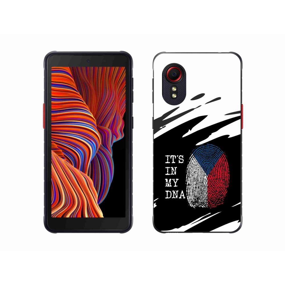 Gelový kryt mmCase na Samsung Galaxy Xcover 5 - vlajka otisk prstu černobílé pozadí