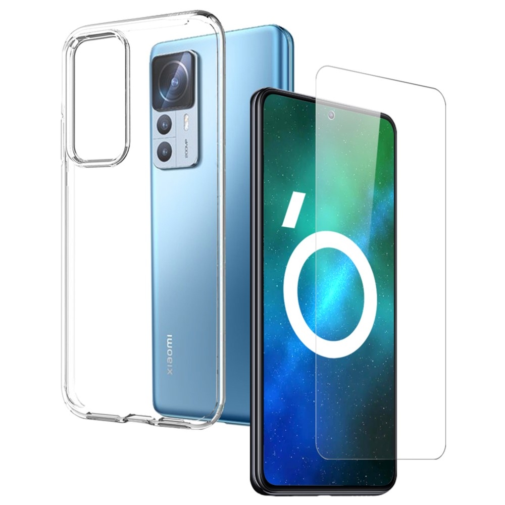 NORTHJO průhledný gelový obal + tvrzené sklo na Xiaomi 12T Pro - průhledný