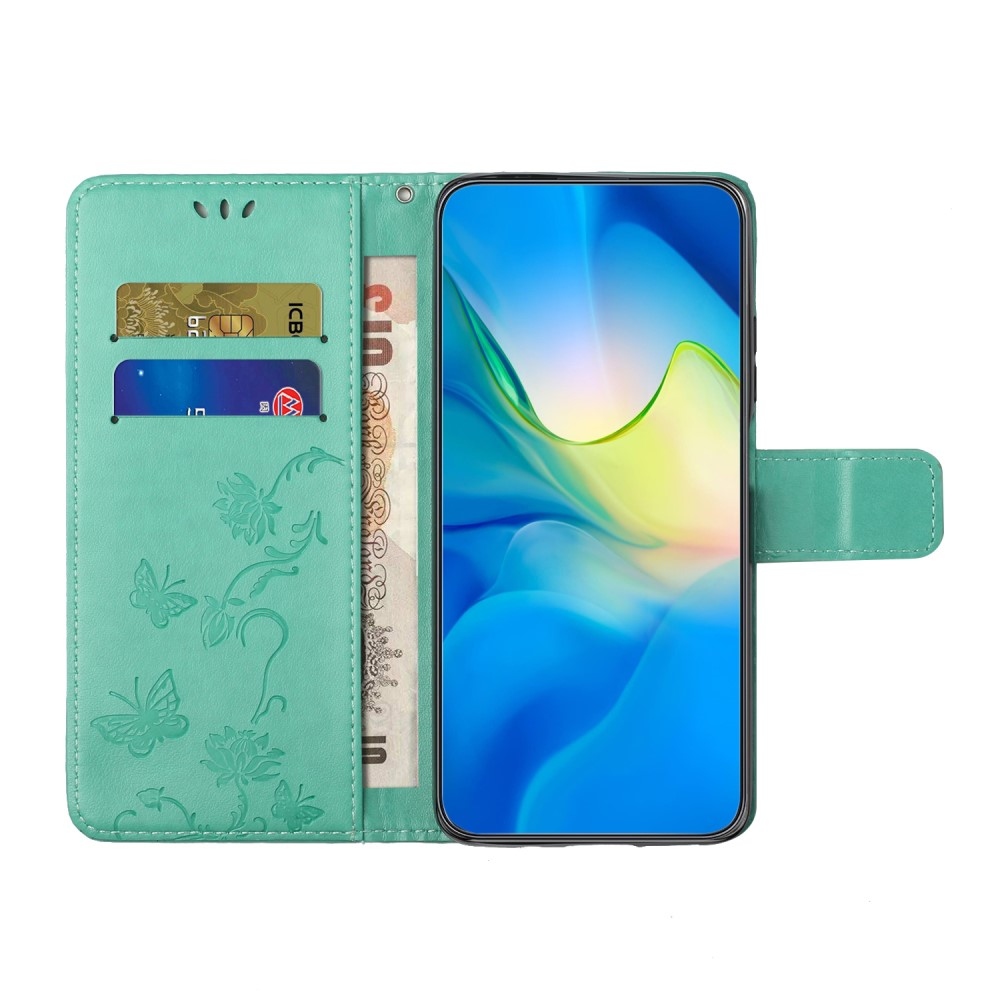 Flower knížkové pouzdro na Samsung Galaxy A35 5G - modrozelené