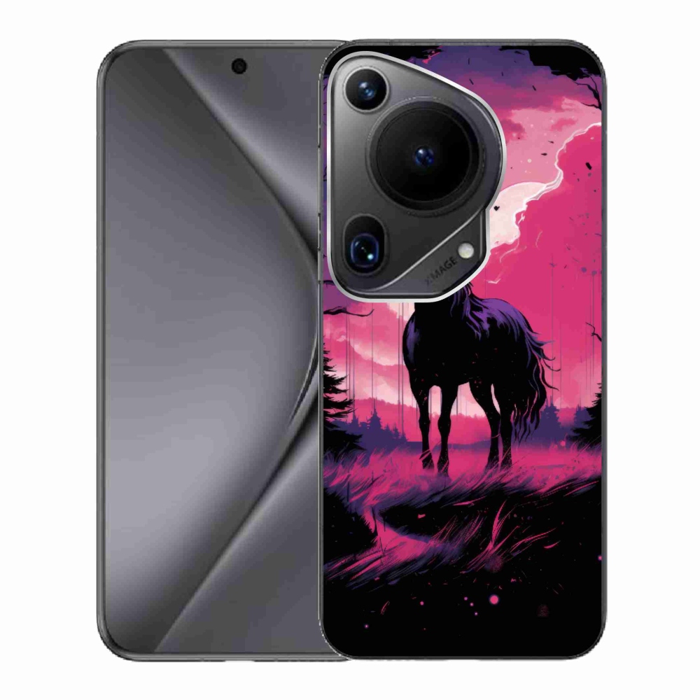 Gelový kryt mmCase na Huawei Pura 70 Ultra - černý kreslený kůň 1