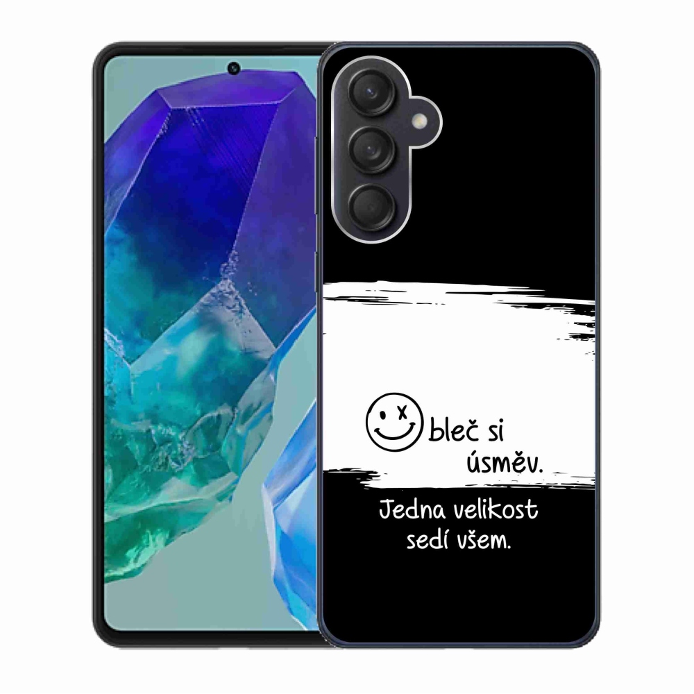 Gelový kryt mmCase na Samsung Galaxy M55 5G - vtipný text 8 bíločerné pozadí