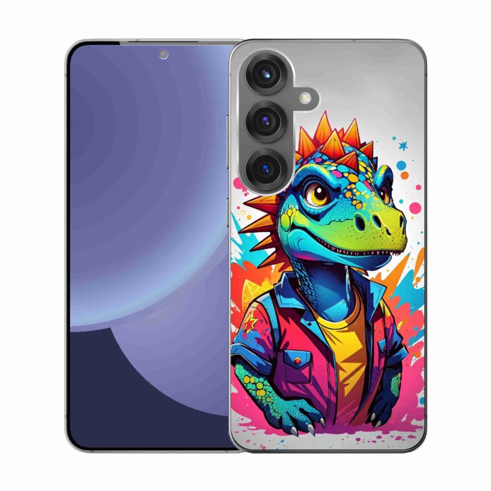 Gelový kryt mmCase na Samsung Galaxy S25 - barevný dinosaurus