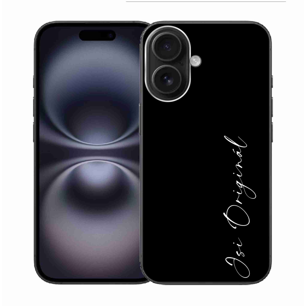 Gelový kryt mmCase na iPhone 16 - jsi originál černé pozadí