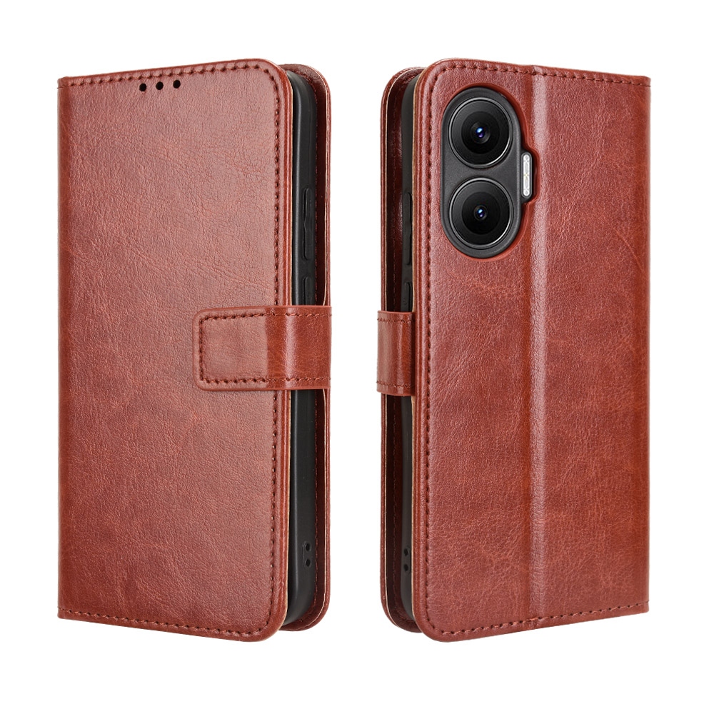 Crazy knížkové pouzdro na Xiaomi Poco F7 5G - hnědé