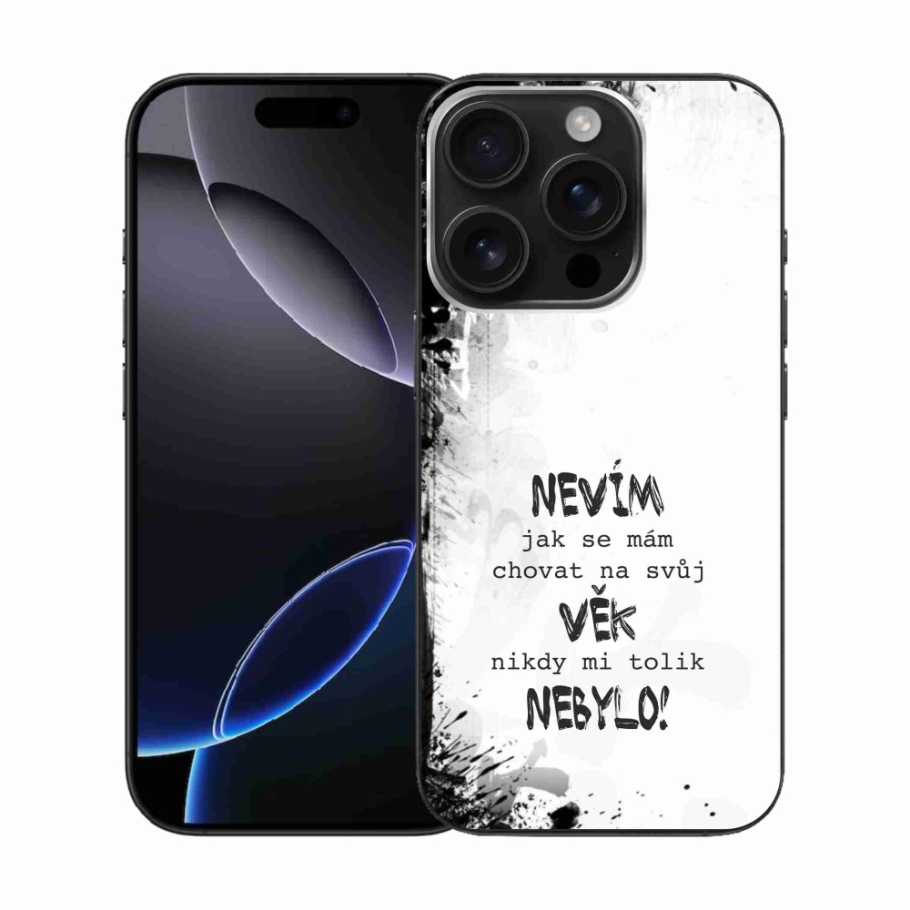 Gelový kryt mmCase na iPhone 16 Pro - vtipný text 14 bílé pozadí