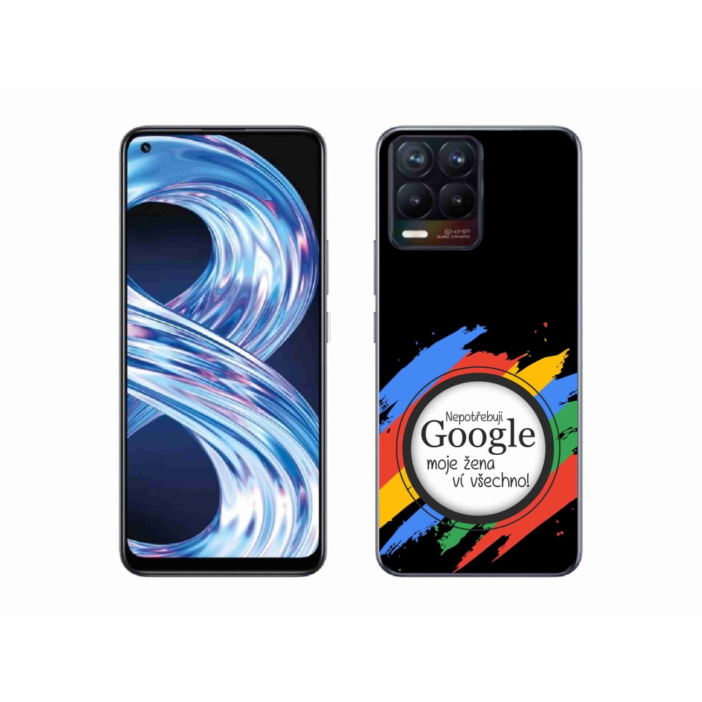 Gelový kryt mmCase na Realme 8 4G - žena ví všechno černé pozadí