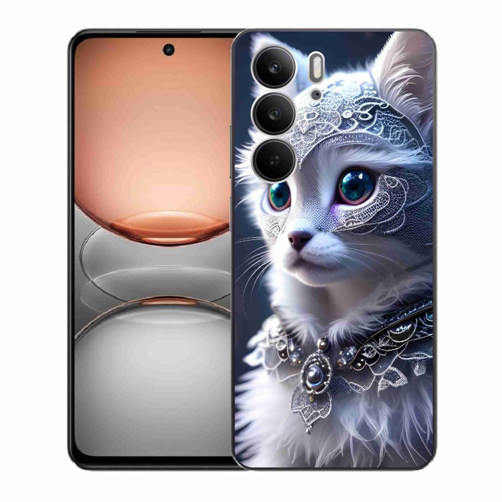 Gelový kryt mmCase na Realme C75 - bílá kočka