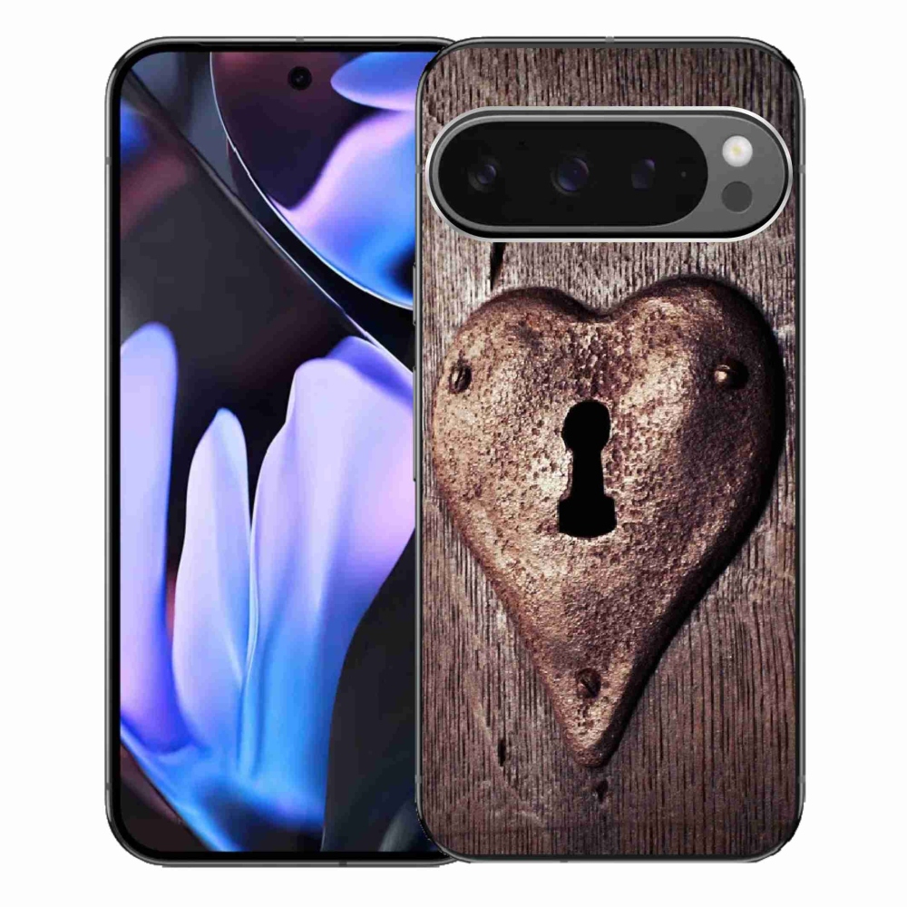 Gelový kryt mmCase na Google Pixel 9 Pro XL - zámek ve tvaru srdce