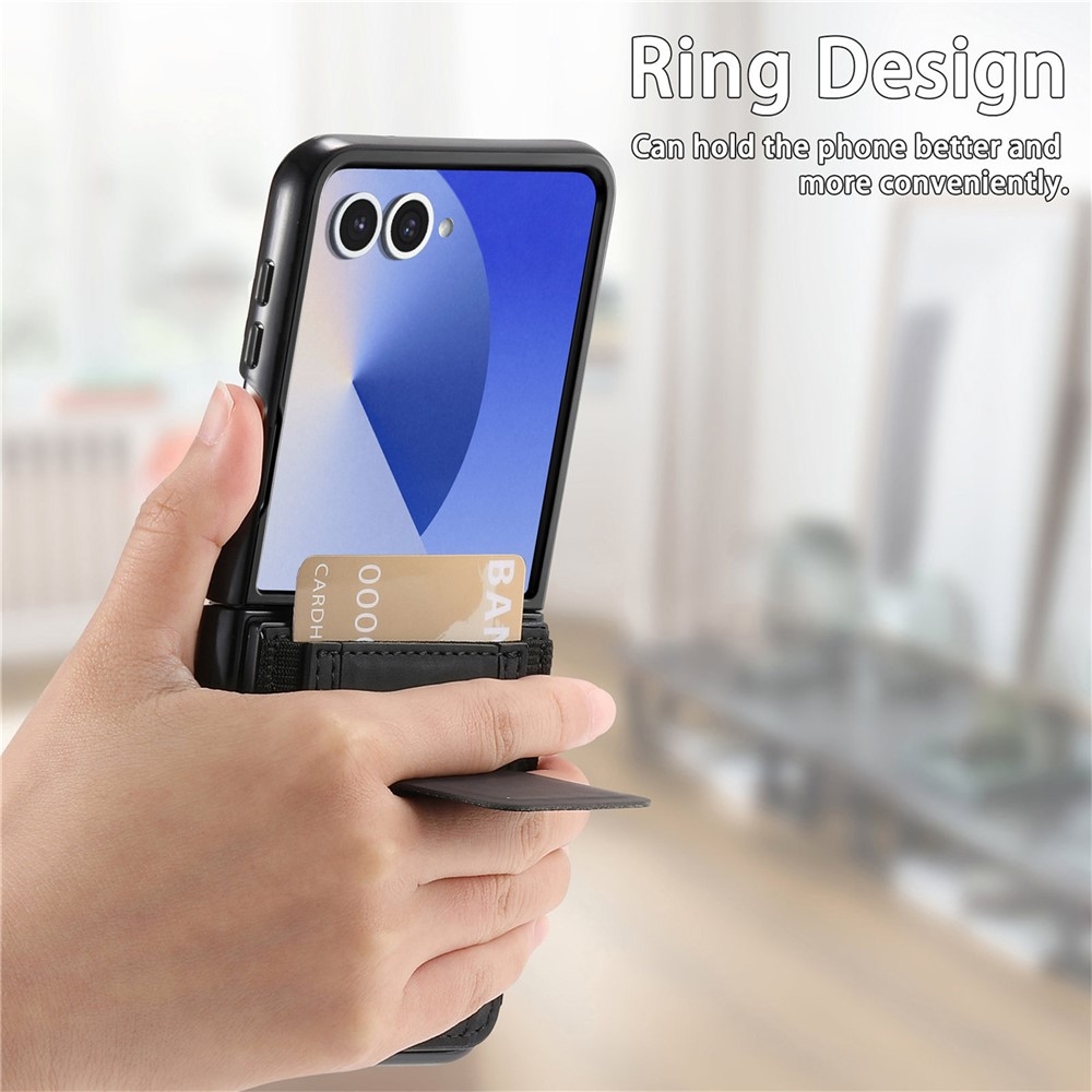 Luxurious plastový kryt s umělou kůží na Samsung Galaxy Z Flip7 5G - černý
