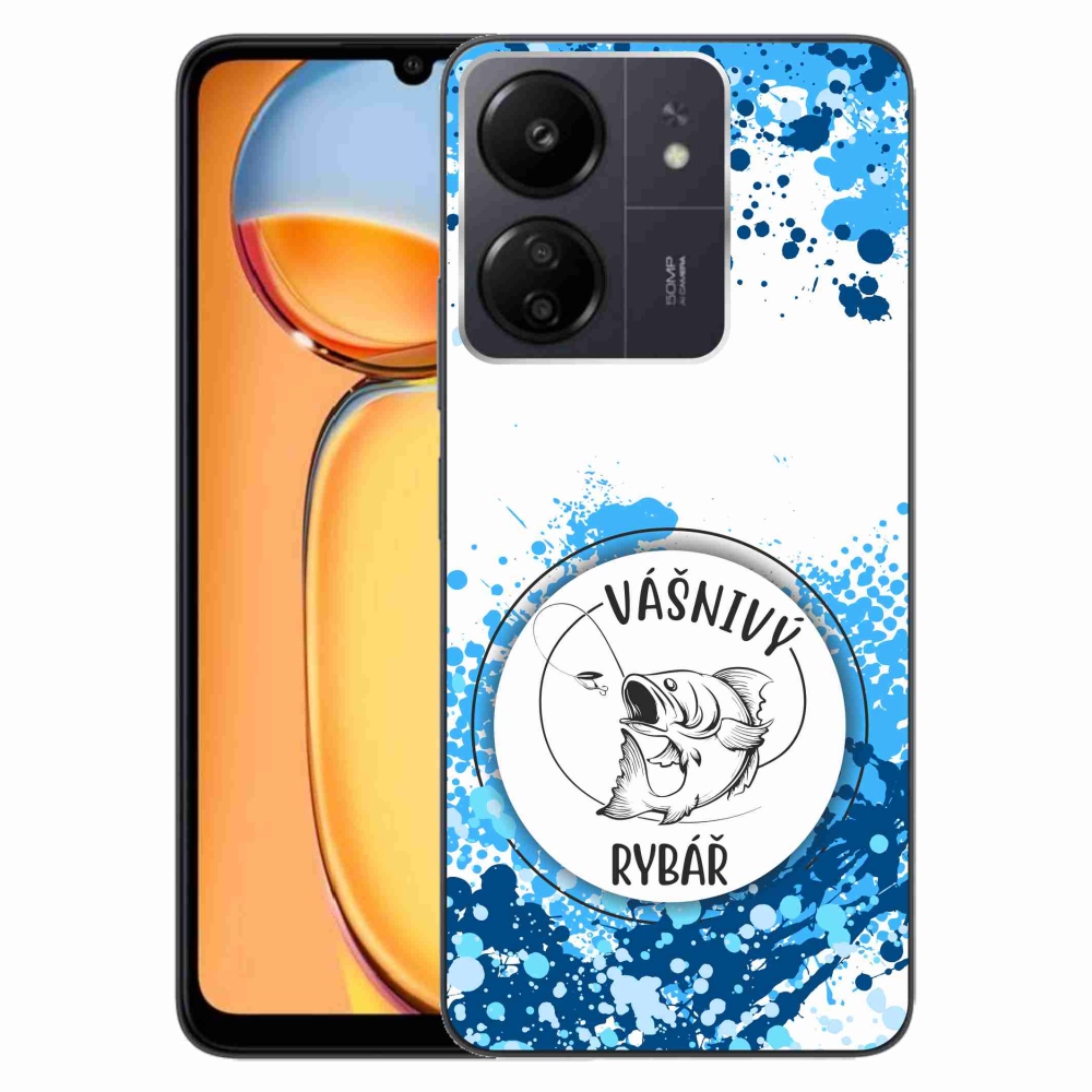 Gelový kryt mmCase na Xiaomi Poco C65/Redmi 13C - vášnivý rybář bílé pozadí