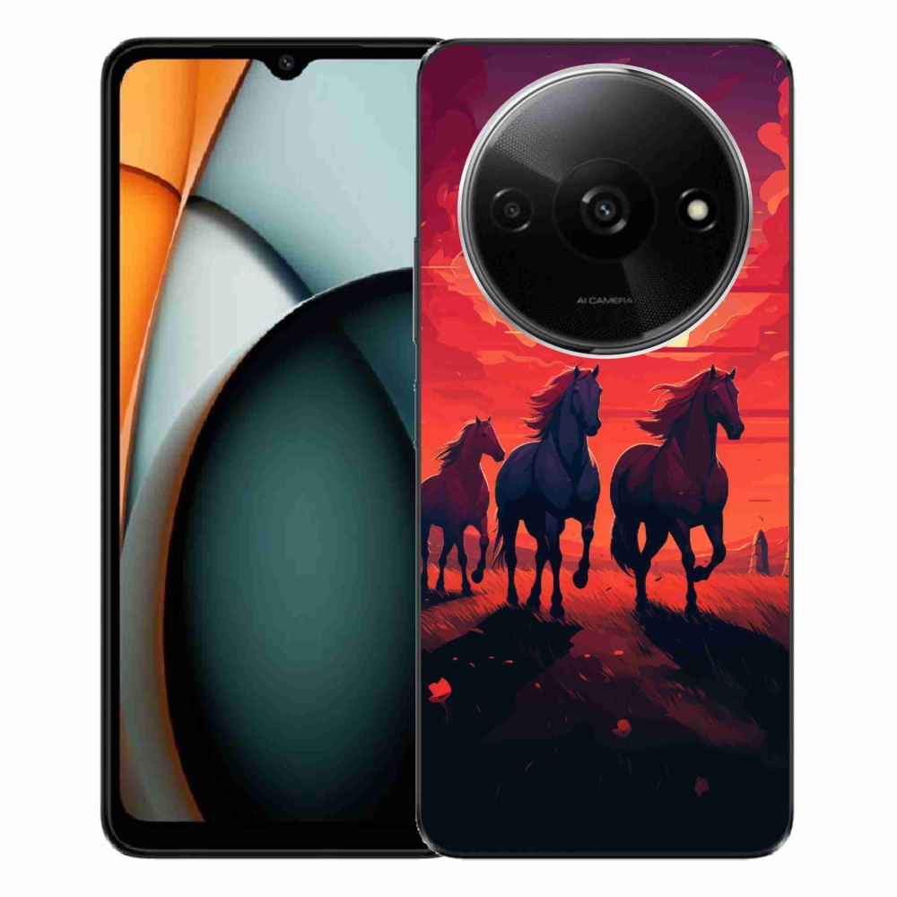 Gelový kryt mmCase na Xiaomi Redmi A3 - koně a západ slunce