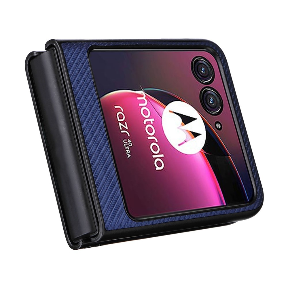 Textury plastový kryt s umělou kůží na Motorola Razr 40 Ultra 5G - modrý