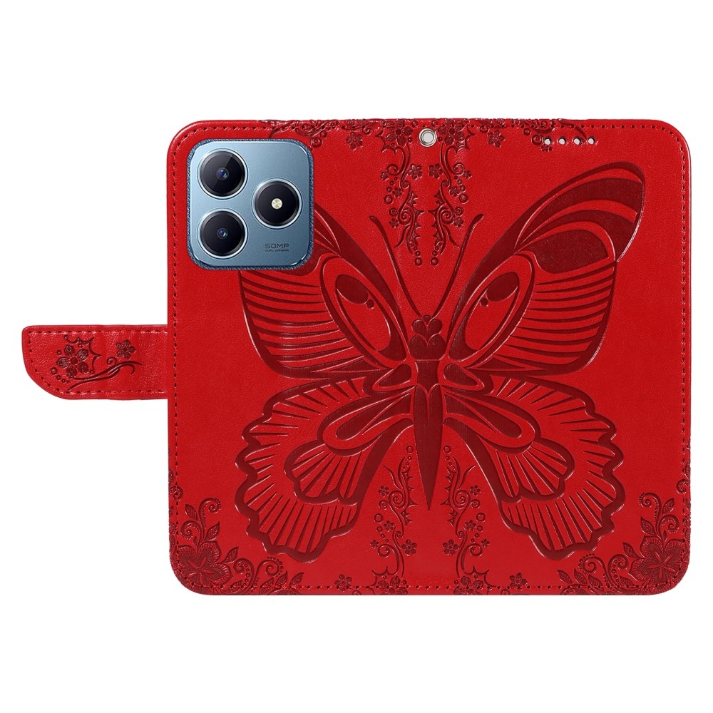 Floral Butterfly knížkové pouzdro na Realme C61/C63 - červené