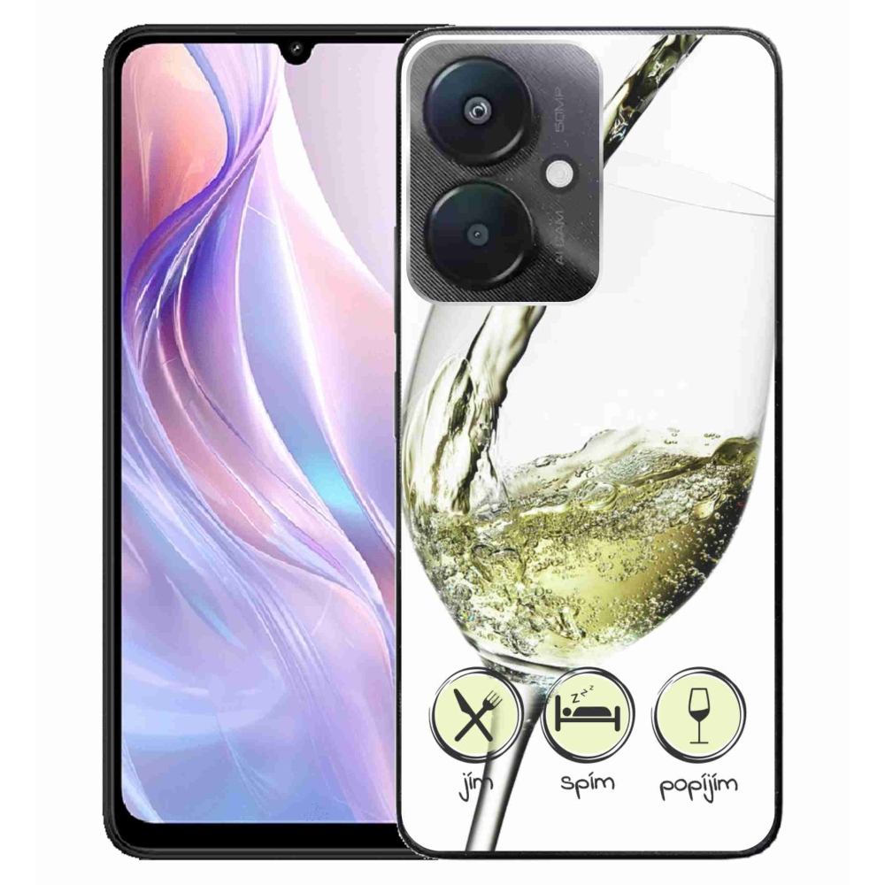 Gelový obal mmCase na Xiaomi Redmi 13C 5G - sklenička vína bílé