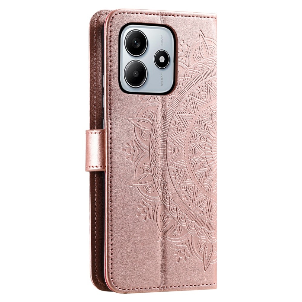 Mandala knížkové pouzdro na Xiaomi Redmi Note 14 - růžovozlaté