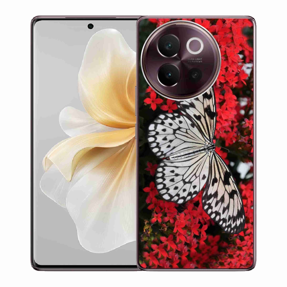 Gelový kryt mmCase na Vivo V40 Lite 5G - černobílý motýl 1