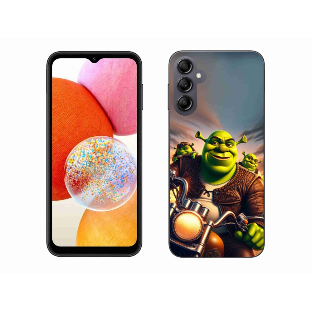 Gelový kryt mmCase na Samsung Galaxy A14 4G/5G - shrek na motorce