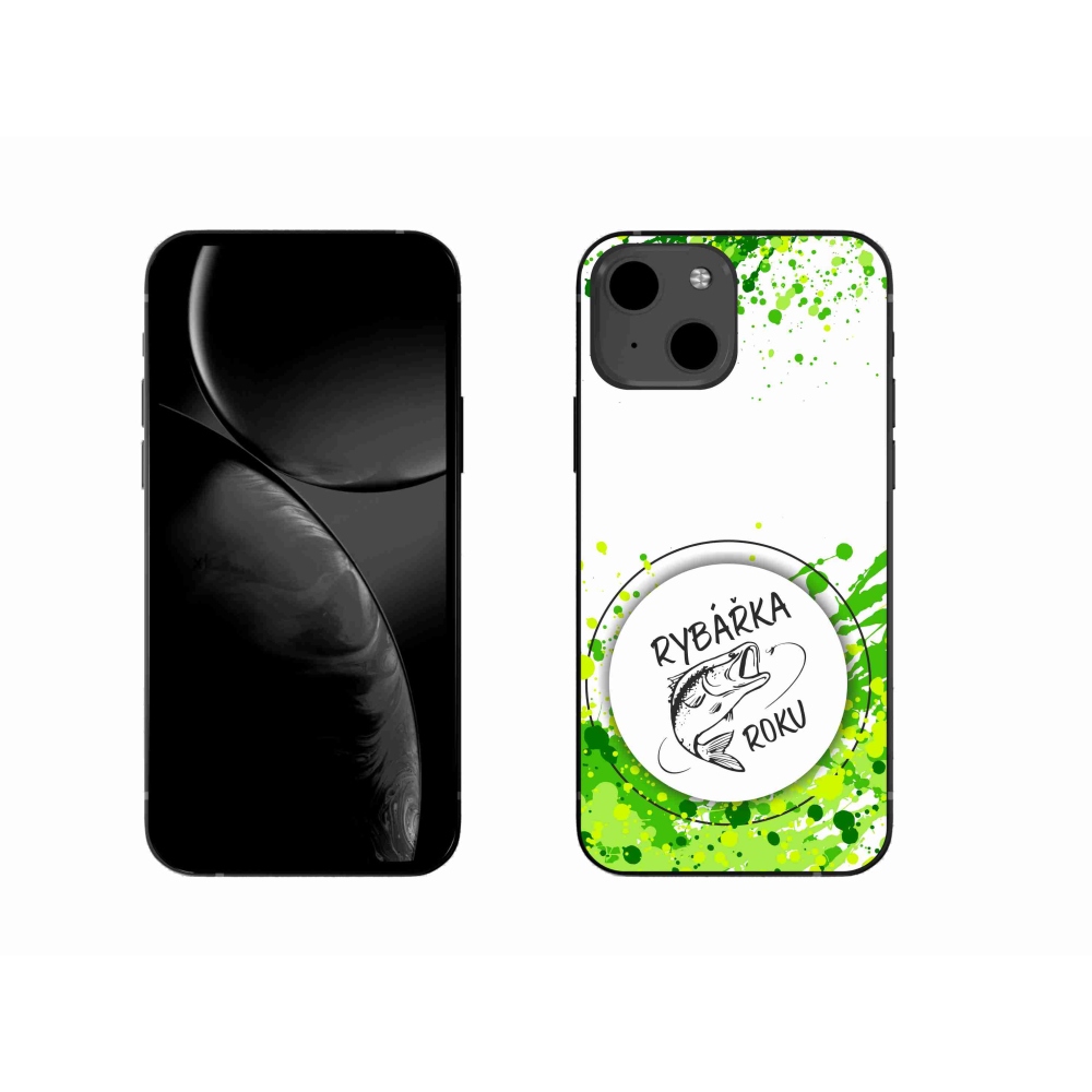 Gelový kryt mmCase na iPhone 13 6.1 - rybářka roku bílé pozadí