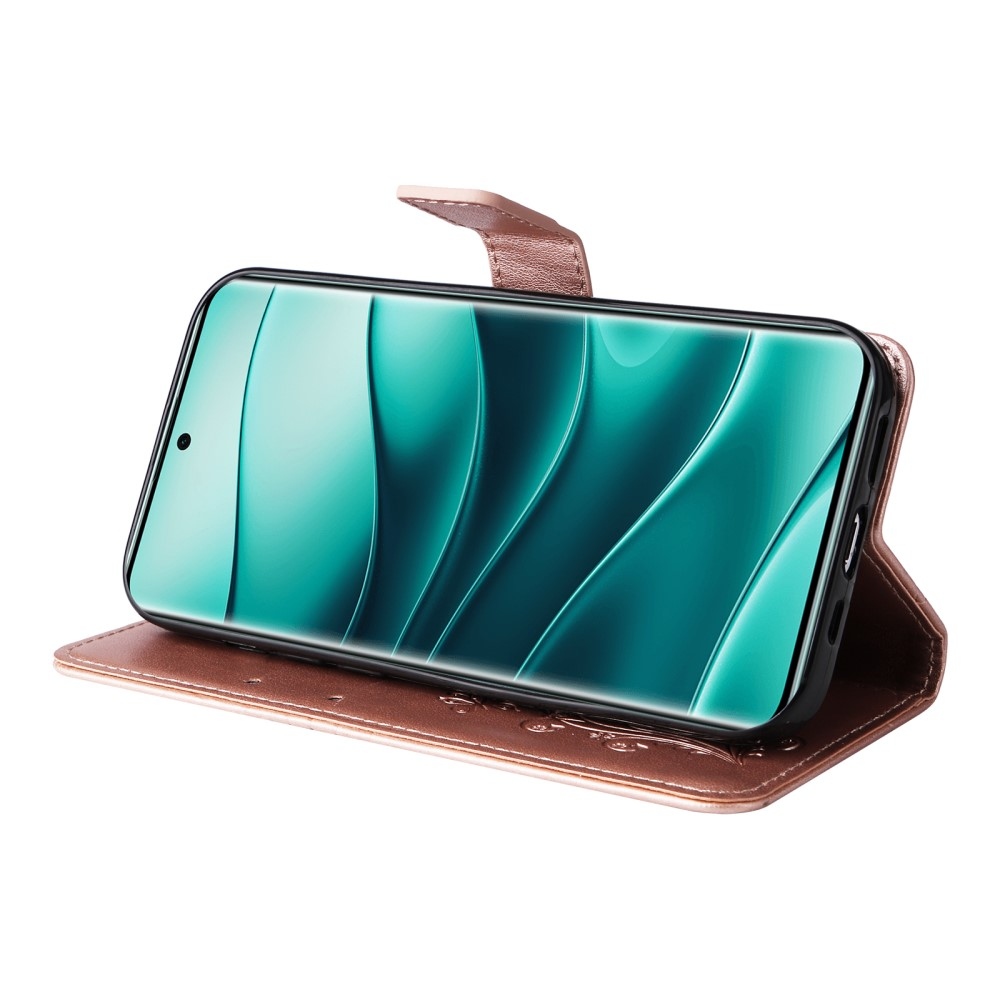 Big Butterfly knížkové pouzdro na Xiaomi Redmi Note 14 Pro 5G/Poco X7 5G/Note 14 Pro+ 5G - růžovozlaté