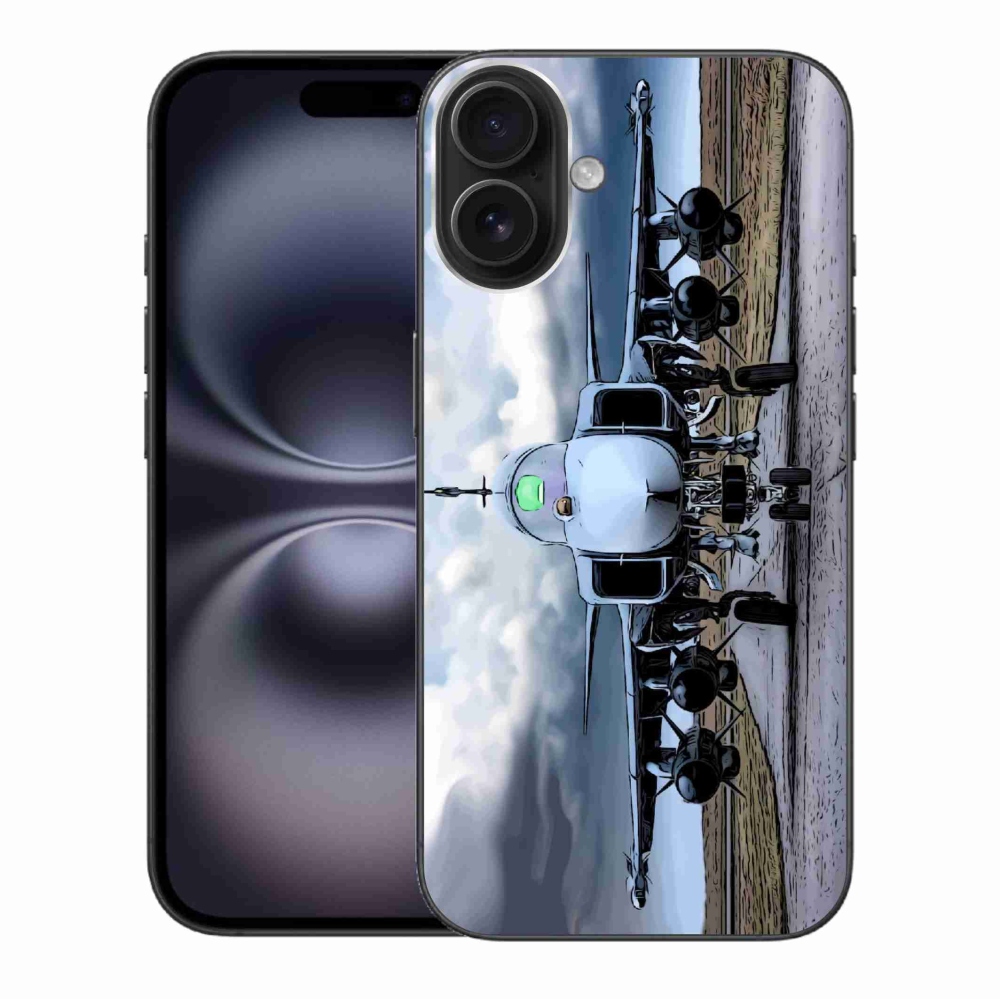 Gelový kryt mmCase na iPhone 16 Plus - vojenské letadlo