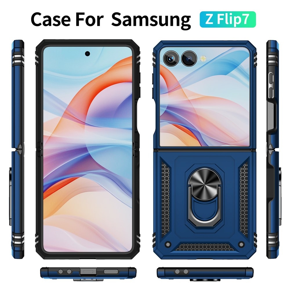 Ring odolný kryt na Samsung Galaxy Z Flip7 5G - modrý