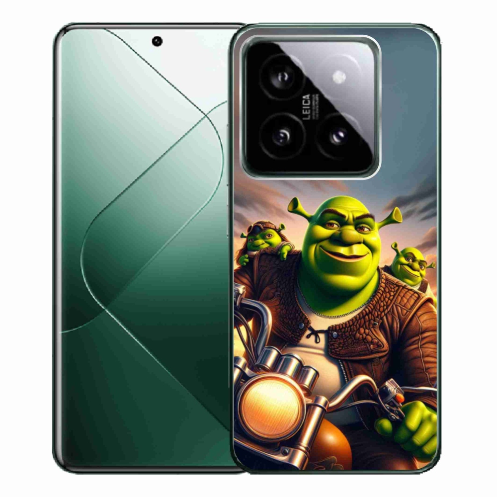 Gelový kryt mmCase na Xiaomi 14 Pro - shrek na motorce