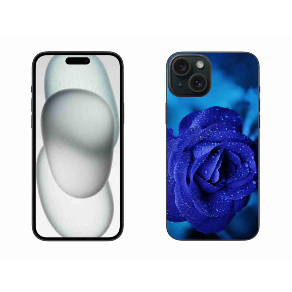Gelový obal mmCase na iPhone 15 Plus - modrá růže