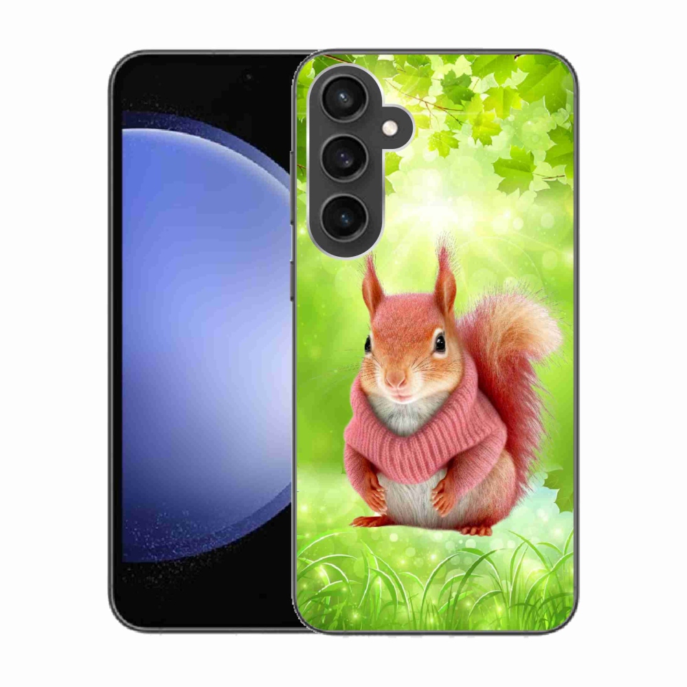 Gelový kryt mmCase na Samsung Galaxy S23 FE - veverka ve svetru