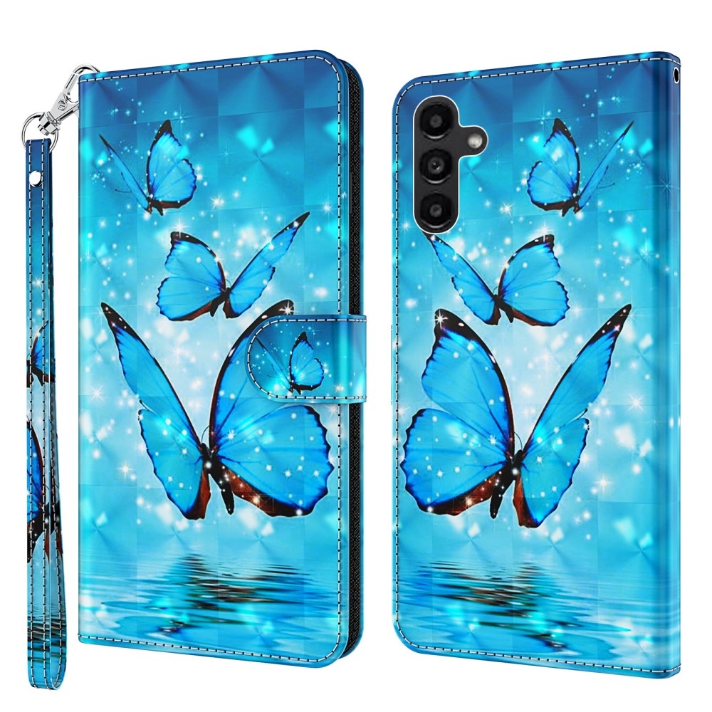 Print knížkové pouzdro na Samsung Galaxy A15 4G/5G - modří motýli