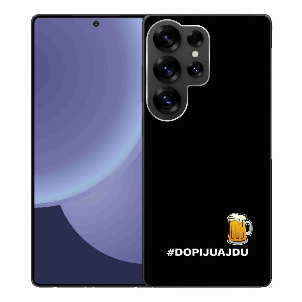 Gelový kryt mmCase na Samsung Galaxy S25 Ultra - pivní motiv 1 černé pozadí
