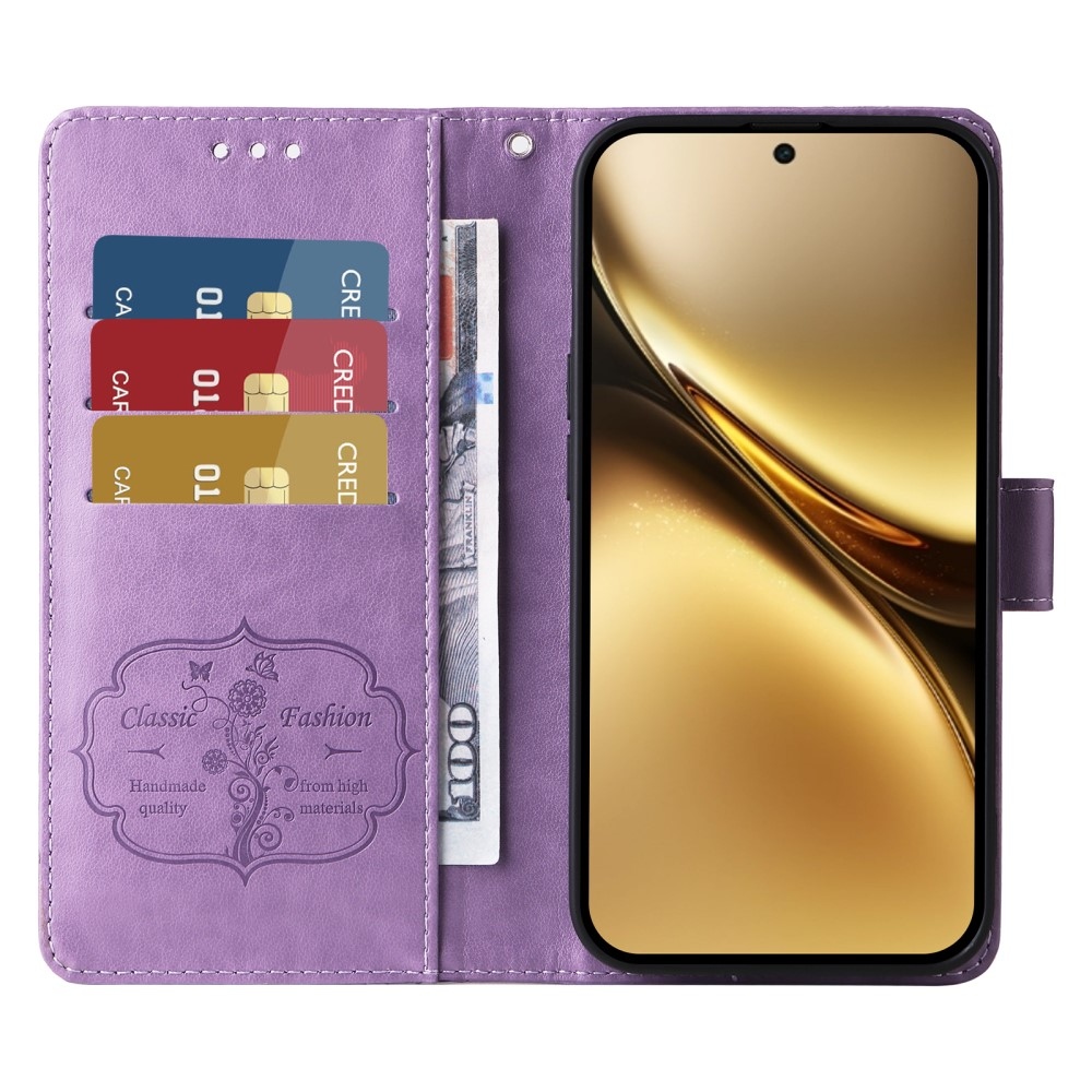 Flowery knížkové pouzdro na Vivo X200 Pro 5G - fialové