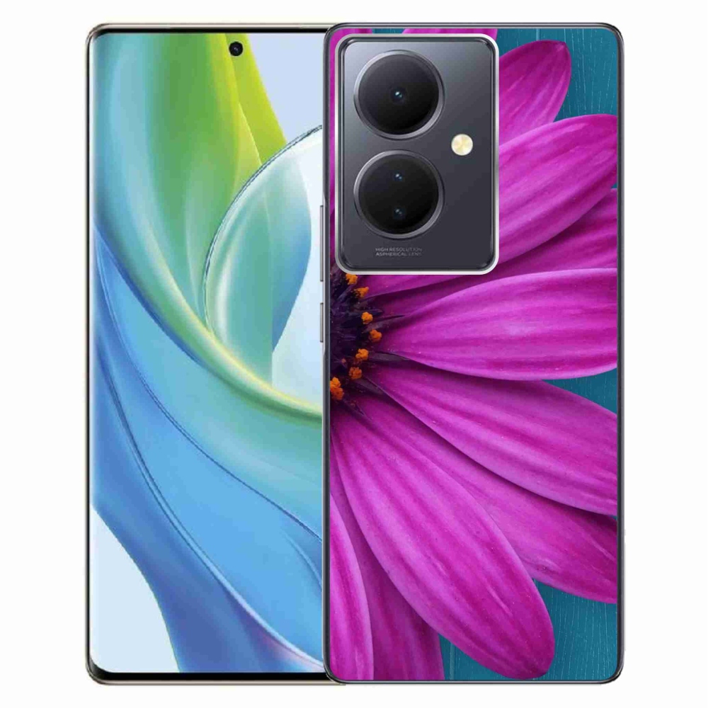Gelový obal mmCase na Vivo V29 Lite 5G - fialová kopretina