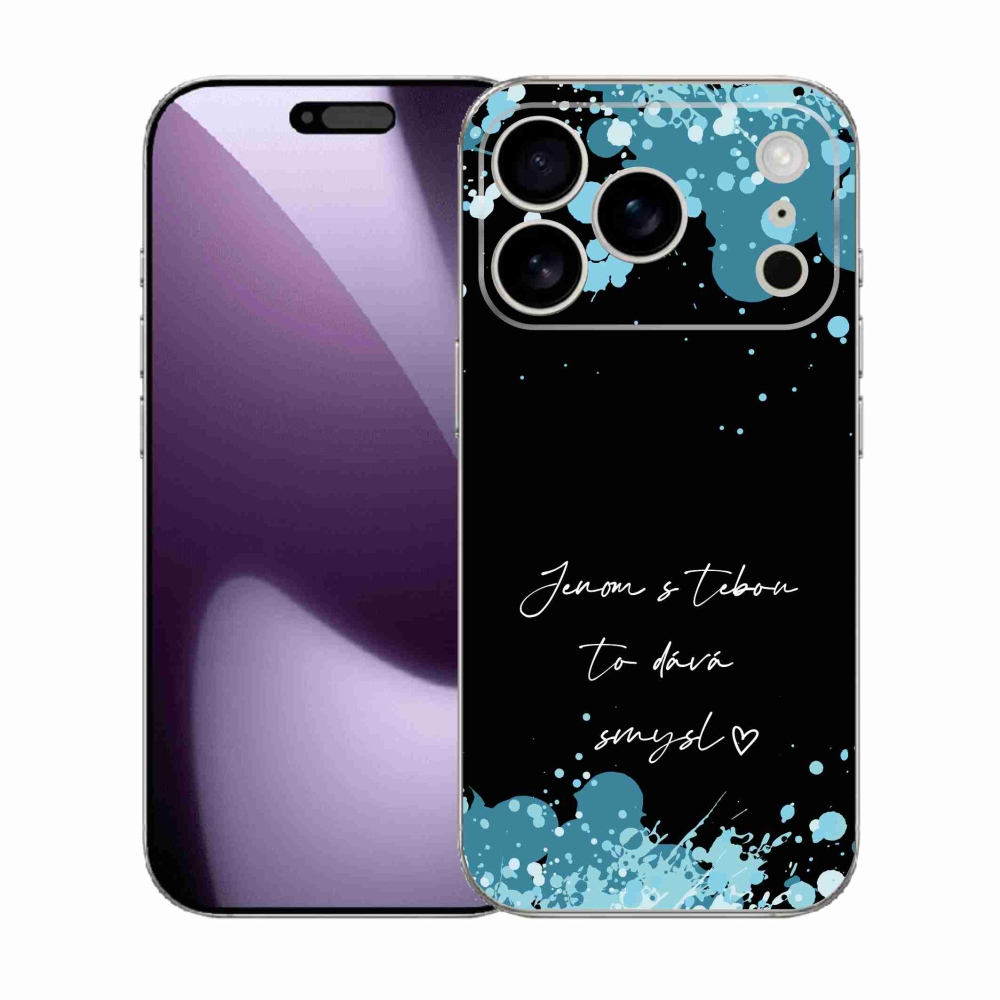 Gelový kryt mmCase na iPhone 17 Pro - zamilovaný text černé pozadí