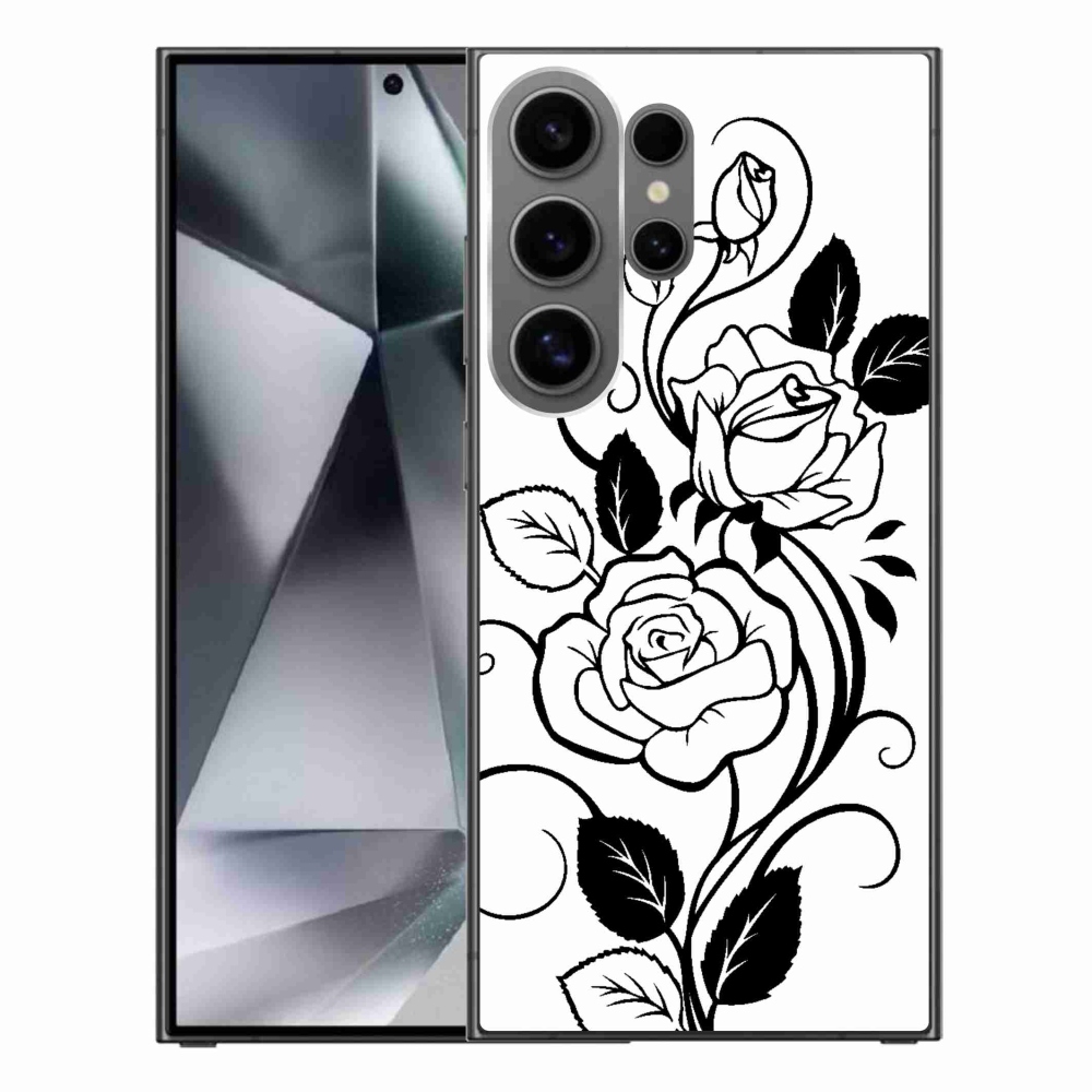 Gelový kryt mmCase na Samsung Galaxy S24 Ultra - černobílá růže