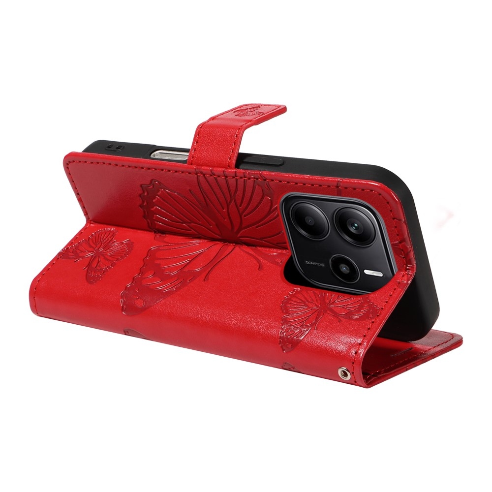 Big Butterfly knížkové pouzdro na Xiaomi Redmi Note 14 - červené