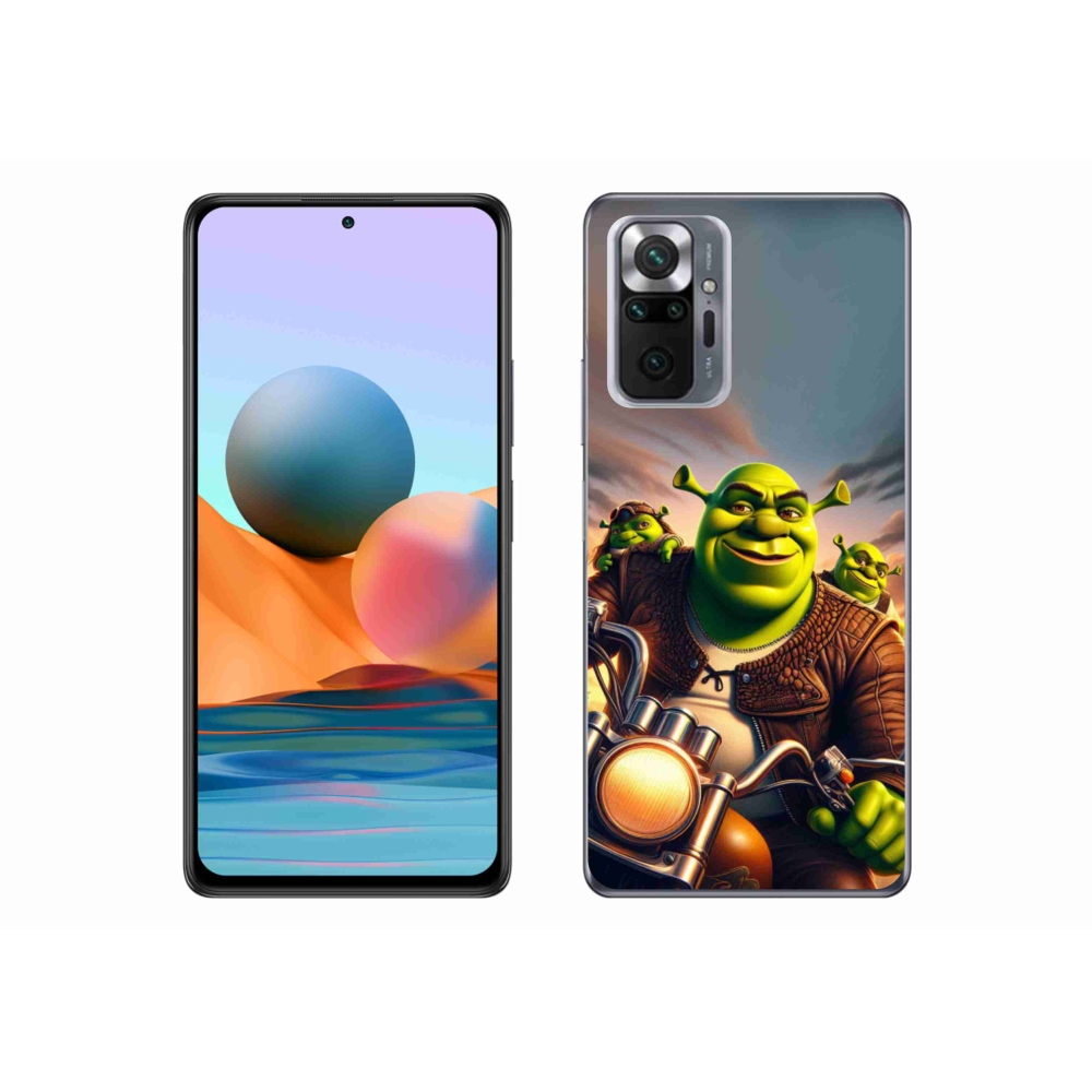 Gelový kryt mmCase na Xiaomi Redmi Note 10 Pro - shrek na motorce