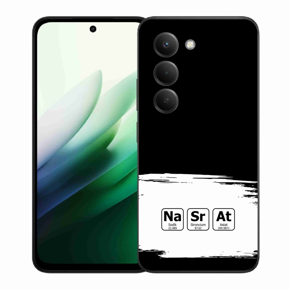 Gelový kryt mmCase na Xiaomi Redmi 15 5G (169mm) - chemické prvky bíločerné pozadí