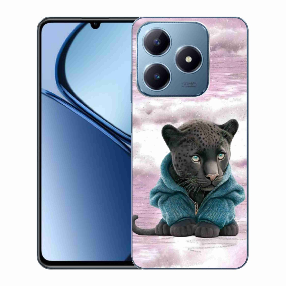 Gelový kryt mmCase na Realme C63 - černý panter ve svetru